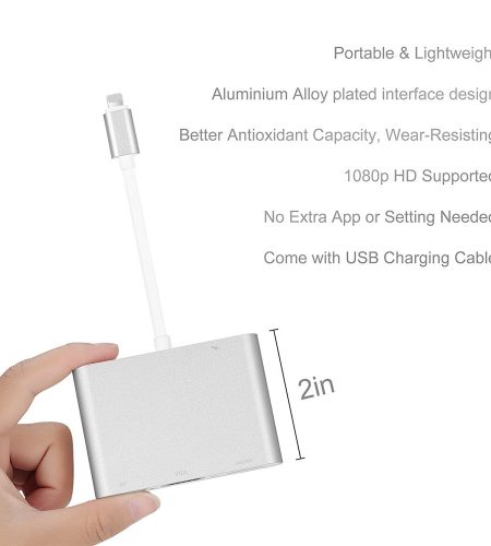 For iPhone Interface to HDMI VGA Jack Audio TV Adapter Cable for iPhone X iPhone 8 7 7 Plus 6 6S for iPad Series Silver - Image 2