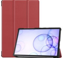 For Sumsung S6 TAB S6 10.5Inch T860 Fall Resistant 3Folding Smart Stay Laptop Protective Case Red wine_TAB S6 2019 T860