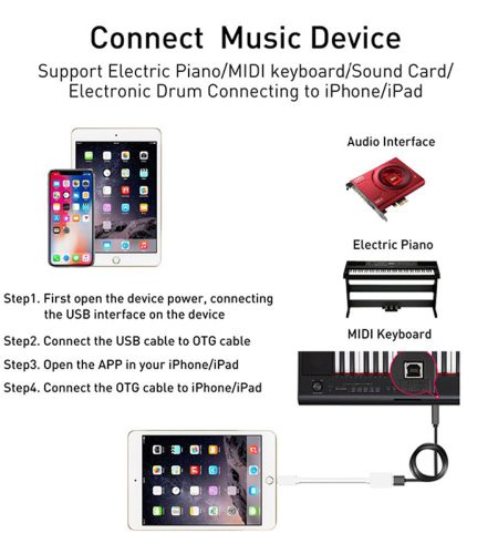 USB OTG Conversion Cable Electric Piano Keyboard Microphone USB Adapter for Pro max iOS iOS 13 common - Image 2