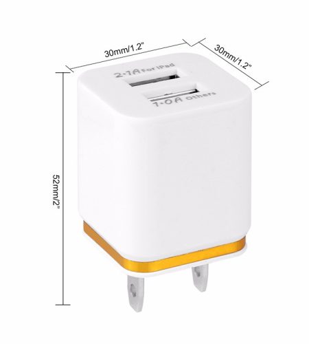 USB Double Wall Fast Charger Adapter 1A 2A 5V for Android / Galaxy / iPhone  Gold EU plug - Image 5