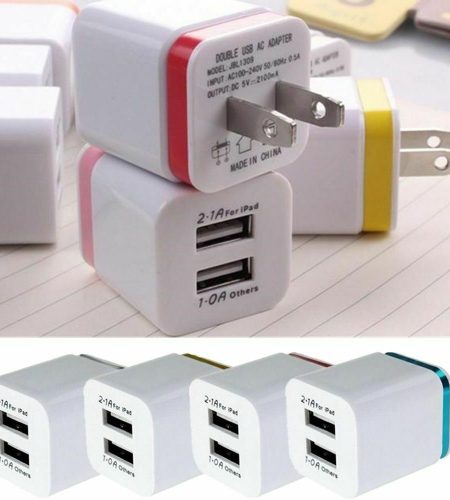 USB Double Wall Fast Charger Adapter 1A 2A 5V for Android / Galaxy / iPhone  Gold EU plug - Image 2