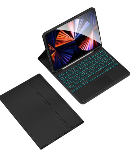Bluetooth Keyboard Colorful Backlight Touch Control Smart Keyboard Compatible for iPad Series Tp-1099d Black