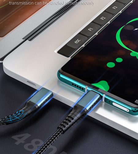 Type C To Micro Usb Charging Cable Data  Cable, Pd Fast Charge Data Transfer With Otg Function Compatible For Macbook Samsung Xiaomi blue Type-C vs. Micro - Image 9