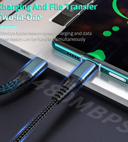 Type C To Micro Usb Charging Cable Data  Cable, Pd Fast Charge Data Transfer With Otg Function Compatible For Macbook Samsung Xiaomi blue Type-C vs. Micro - Image 3