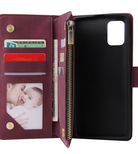 For Samsung A51 Case Smartphone Shell Precise Cutouts Zipper Closure Wallet Design Overall Protection Phone Cover  Coffee - Image 7
