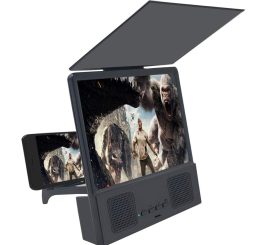 L8 Screen Magnifier 3D Smartphone Movies Amplifier with Bluetooth Speaker HD Protable Phone Video Projector with Foldable Cellphone Stand  black_8.5inch