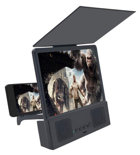L8 Screen Magnifier 3D Smartphone Movies Amplifier with Bluetooth Speaker HD Protable Phone Video Projector with Foldable Cellphone Stand  black_8.5inch