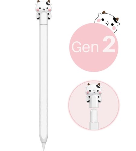 Portable Soft Silicone Cartoon Pencil Case Capacitive Pen Protective Sleeve Compatible For Ipencil Second Generation Pen White - Image 3