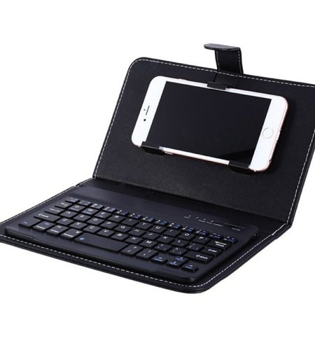 Portable PU Leather Wireless Keyboard Case for iPhone with Bluetooth Keyboard for 4.2-6.8 Inch Phones  black_Bluetooth keyboard + leather case - Image 4