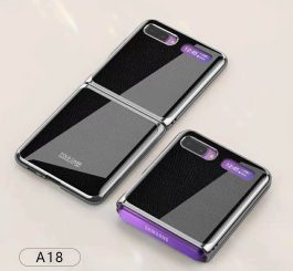 For Samsung Galaxy Z flip Foldable Cellphone Shell Electroplated Painted Folding Phone Case A18 cross pattern