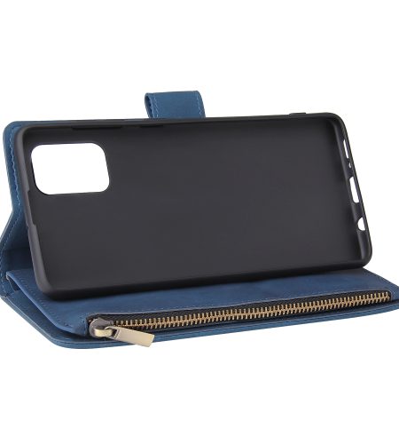 For Samsung A71 Case Smartphone Shell Precise Cutouts Zipper Closure Wallet Design Overall Protection Phone Cover  Blue - Image 3