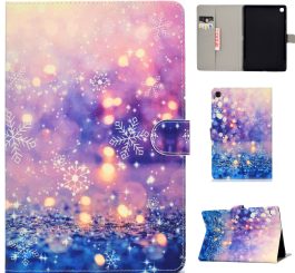 For Samsung T510/T515 Laptop Protective Case with Front Snap Cute Cartoon Color Painted Smart Stay PU Cover  Purple quicksand