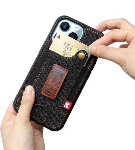 Phone Case Wristband Wallet Style Case With Card Slot camouflage blue for iPhone14 PRO - Image 6