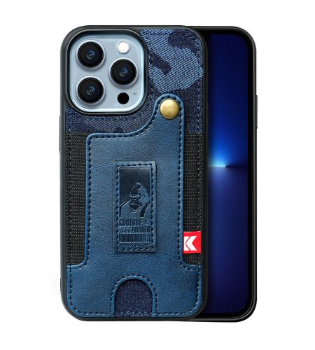 Phone Case Wristband Wallet Style Case With Card Slot camouflage blue for iPhone14 PRO