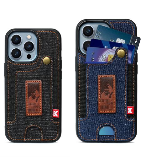 Phone Case Wristband Wallet Style Case With Card Slot camouflage blue for iPhone14 PRO - Image 5