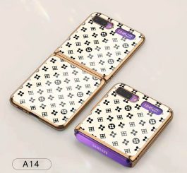 For Samsung Galaxy Z flip Foldable Cellphone Shell Electroplated Painted Folding Phone Case A14 grass white