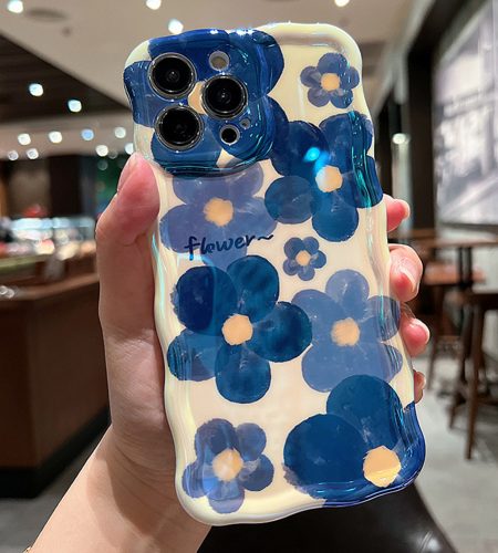 Phone Case Watercolor / Oil Painting Flowers For Iphone Series Protective Cover watercolor blue 14 - Image 9