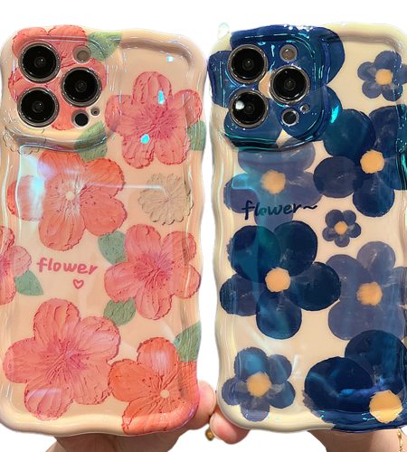 Phone Case Watercolor / Oil Painting Flowers For Iphone Series Protective Cover watercolor blue 14 - Image 8