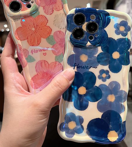 Phone Case Watercolor / Oil Painting Flowers For Iphone Series Protective Cover watercolor blue 14 - Image 4