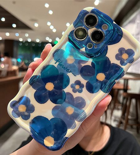 Phone Case Watercolor / Oil Painting Flowers For Iphone Series Protective Cover watercolor blue 14 - Image 2