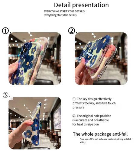 Phone Case Watercolor / Oil Painting Flowers For Iphone Series Protective Cover watercolor blue 14 - Image 7