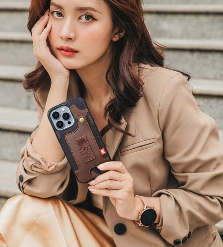 Phone Case Wristband Wallet Style Case With Card Slot camouflage blue for iPhone14 PRO - Image 8