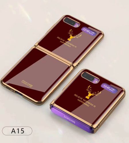 For Samsung Galaxy Z flip Foldable Cellphone Shell Electroplated Painted Folding Phone Case A13 woven green pattern - Image 4