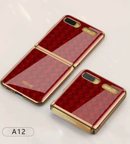 For Samsung Galaxy Z flip Foldable Cellphone Shell Electroplated Painted Folding Phone Case A13 woven green pattern - Image 3