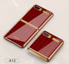For Samsung Galaxy Z flip Foldable Cellphone Shell Electroplated Painted Folding Phone Case A12 woven red pattern
