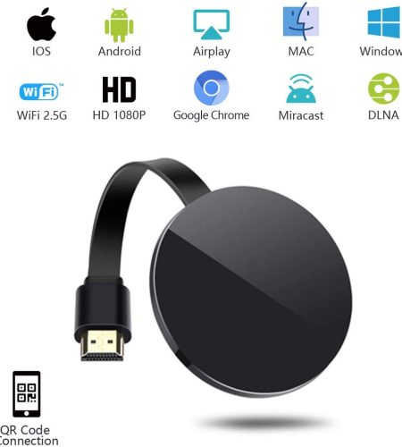 G7 Wireless Display Receiver 2.4GHz WiFi 5G Mobile Screen Cast Ultimate Screen Adapter Dongle Support Miracast DLNA AirPlay black