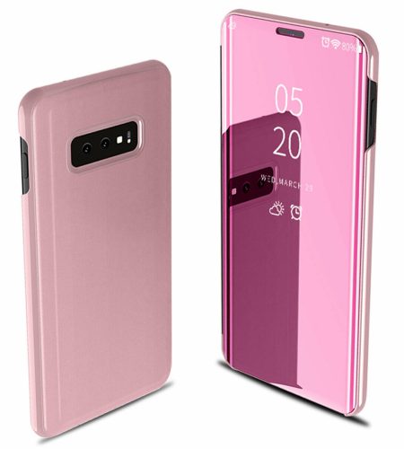 For Samsung Galaxy S10/S10 Plus/S10E Smart Leather Flip Mirror 360 Phone Case Cover Rose gold