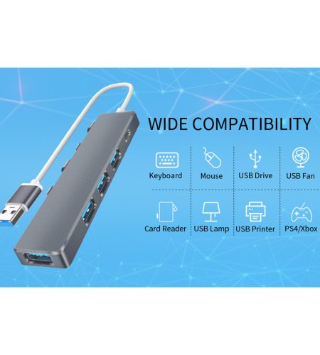 4-in-1 Hub Dock USB C Multi-port Splitter Usb Adapter Station Portable Data Usb Splitter Silver - Image 4