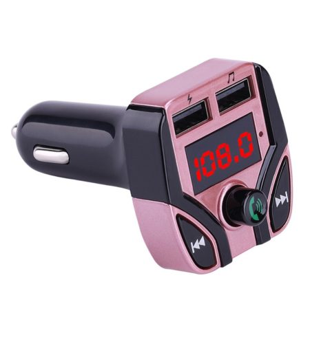 3.1A Vehicle MP3 Receiver Plug-in Card Multifunction FM Transmitter Rose gold