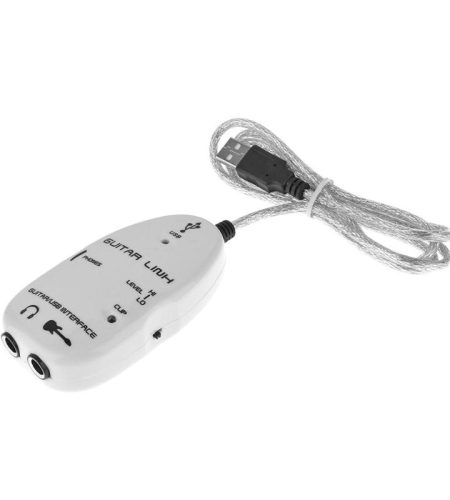 Guitar to USB Sound Player Sound Card Effector Interface Link Audio Cable Music Recording Adapter white