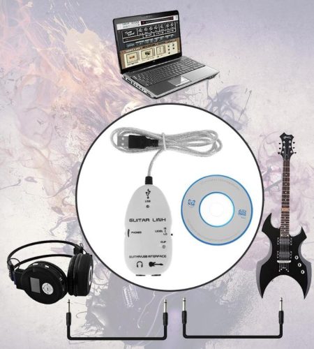 Guitar to USB Sound Player Sound Card Effector Interface Link Audio Cable Music Recording Adapter white - Image 9