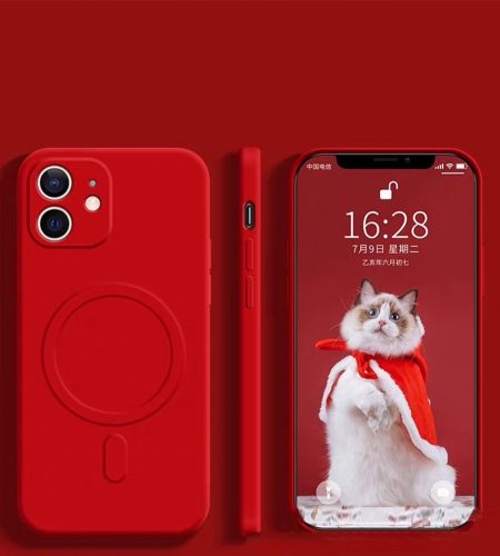 Mobile Phone Case Magnetic Fast Wireless Charging Shockproof Protective Cover Anti-fingerprint Compatible For Iphone red iPhone14PRO