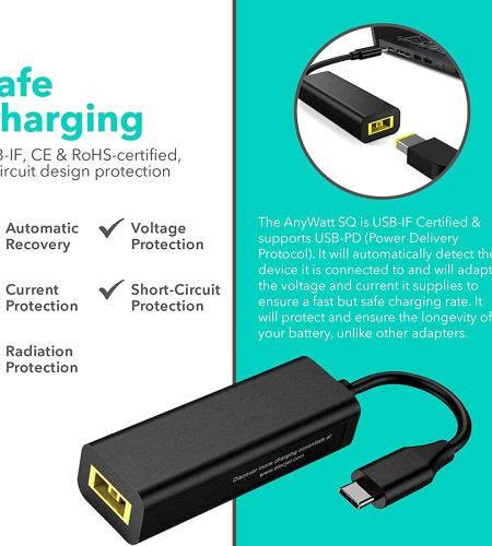 Laptop Pd Power Converter DC5.5 Female to Type-c Adapter Slim-tip Square Port - Image 2