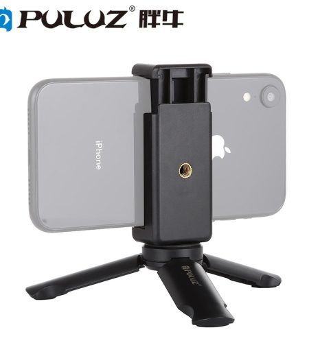PULUZ Mini Portable Folding Plastic Stand Tripod Universal Phone Clamp Bracket Smartphones Holder Clip  black - Image 3