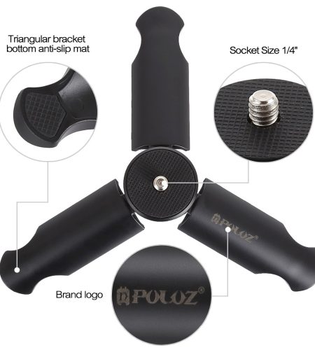 PULUZ Mini Portable Folding Plastic Stand Tripod Universal Phone Clamp Bracket Smartphones Holder Clip  black - Image 6