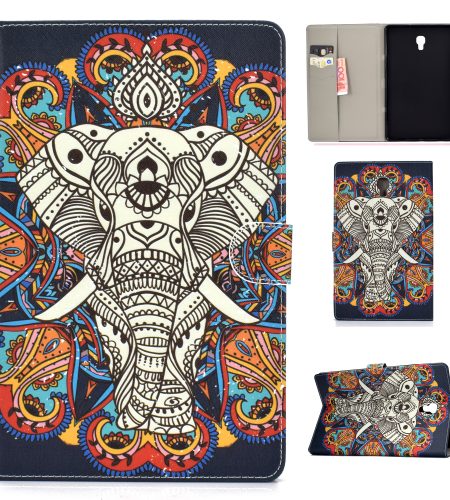 For Samsung T590 Laptop Protective Case Color Painted Smart Stay PU Cover with Front Snap Fun elephant