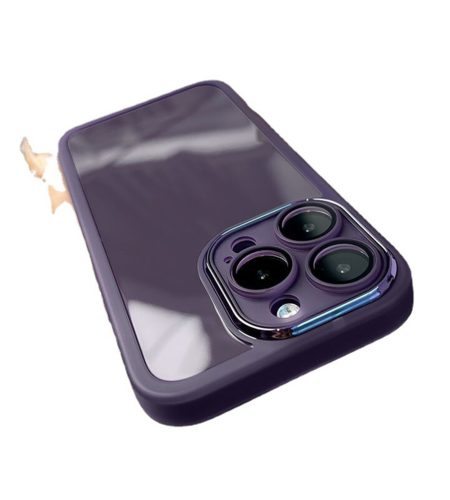 Clear Mobile Phone Case Lens Protector Ring With Lens Film Shockproof Protective Cover Compatible For Iphone Transparent black metal ring with lens film iPhone14Pro MAX - Image 5