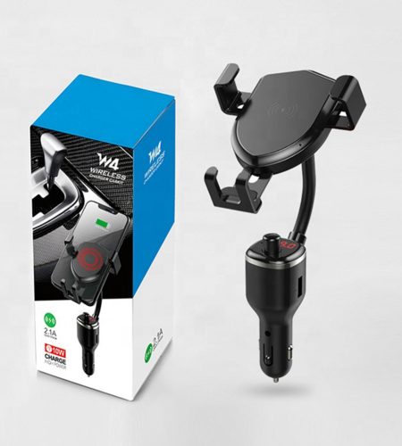 10W Wireless Quick Charging Mobile Phone Holder Stand with Fm Bluetooth Transmitter black - Image 3