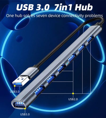 7-in-1 Usb C Hub 3.0 Type C 7-port Multi Splitter Otg Usb Power Adapter for Macbook Pro 13 15 Air Mi Pro Pc type-C interface - Image 2