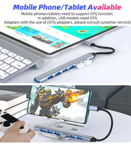 7-in-1 Usb C Hub 3.0 Type C 7-port Multi Splitter Otg Usb Power Adapter for Macbook Pro 13 15 Air Mi Pro Pc type-C interface - Image 3