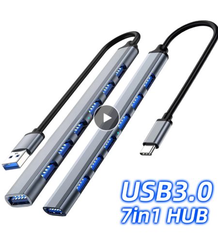 7-in-1 Usb C Hub 3.0 Type C 7-port Multi Splitter Otg Usb Power Adapter for Macbook Pro 13 15 Air Mi Pro Pc type-C interface - Image 5