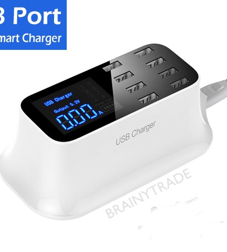 8-Port USB Adapter Desktop Wall Charger Smart LED Display Charging Station UK plug