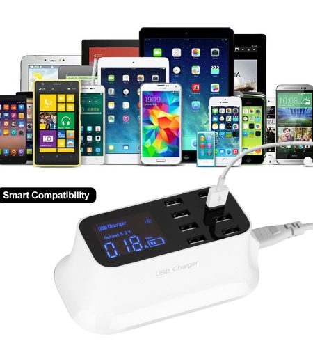 8-Port USB Adapter Desktop Wall Charger Smart LED Display Charging Station UK plug - Image 8