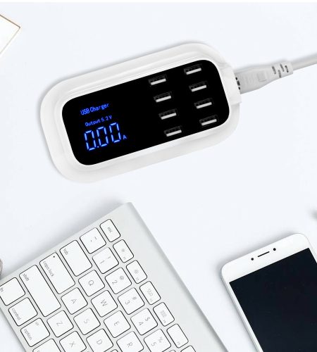 8-Port USB Adapter Desktop Wall Charger Smart LED Display Charging Station UK plug - Image 5