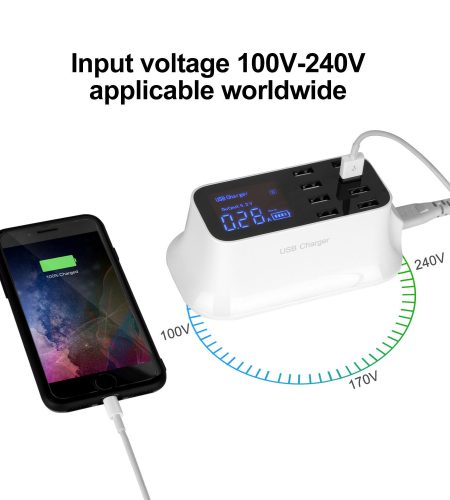 8-Port USB Adapter Desktop Wall Charger Smart LED Display Charging Station UK plug - Image 4