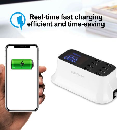 8-Port USB Adapter Desktop Wall Charger Smart LED Display Charging Station UK plug - Image 6